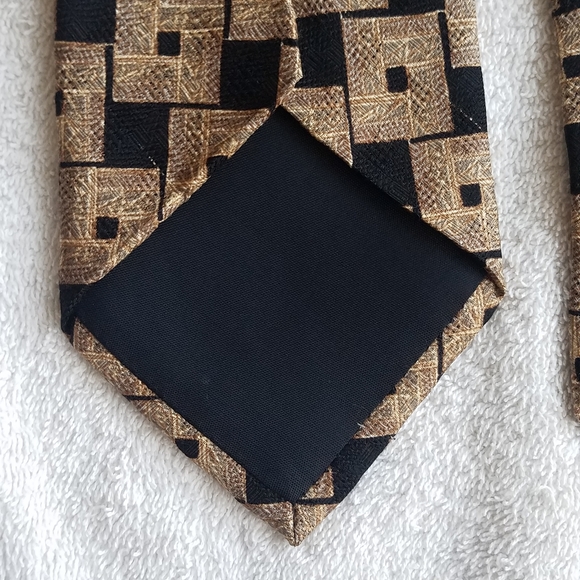Colours by Alexander Julian Necktie / Suit Tie Black, Brown, Tan Square Pattern - Picture 7 of 14